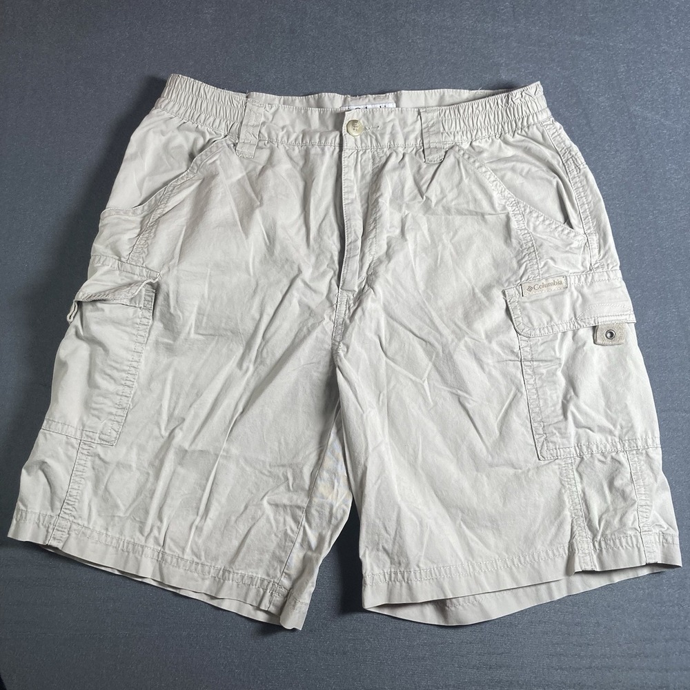 VTG Columbia Cargo Hiking Shorts Womens Small Beige Elastic Waist Gorpcore
